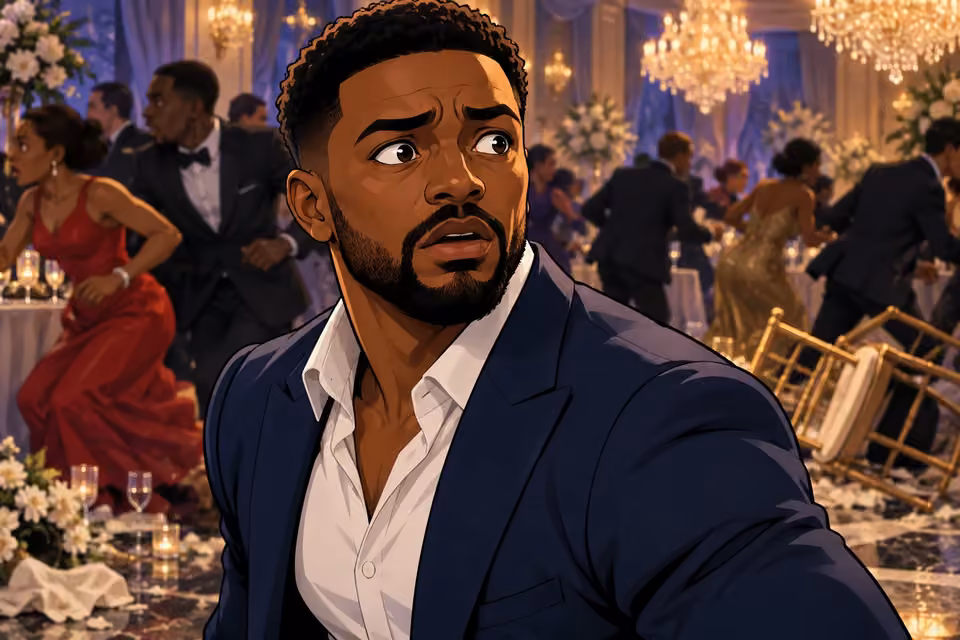 Wale struggles to understand the disaster in a richly colored 2D cartoon scene.