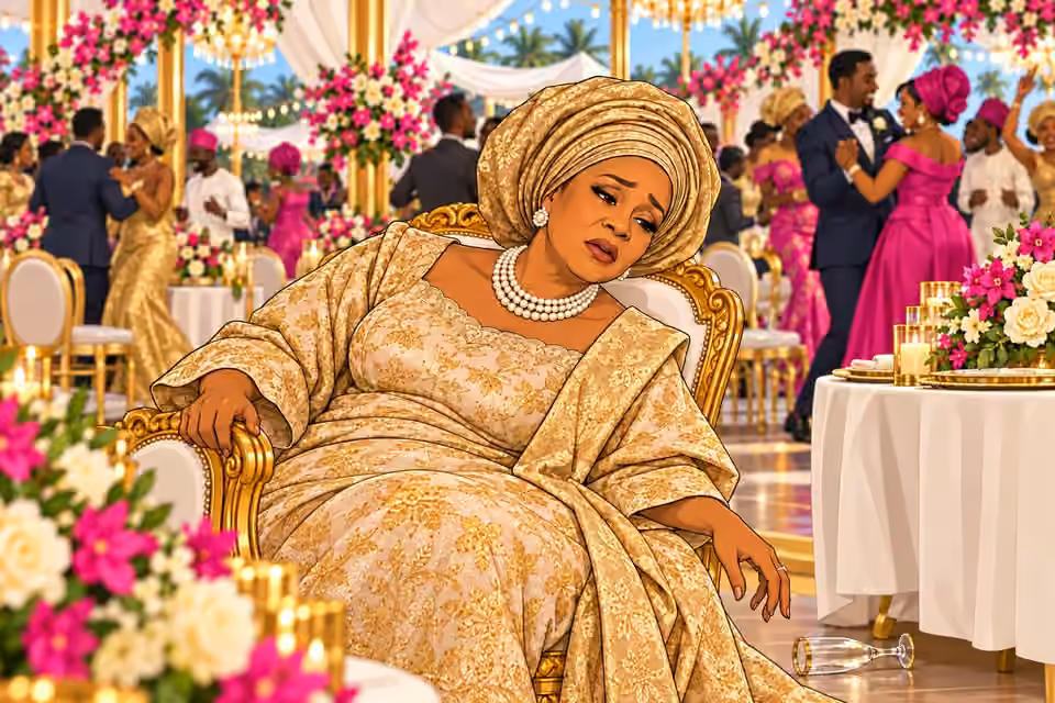 Agnes falters and slumps to one side as her champagne flute slips beneath the table.