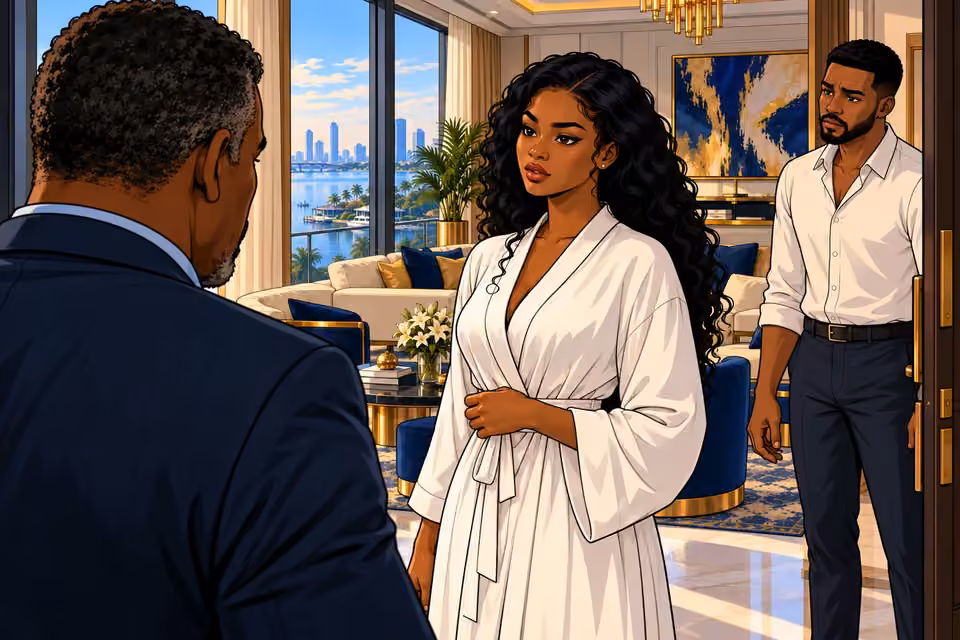 Amaka turns to correct the detective about her married name.