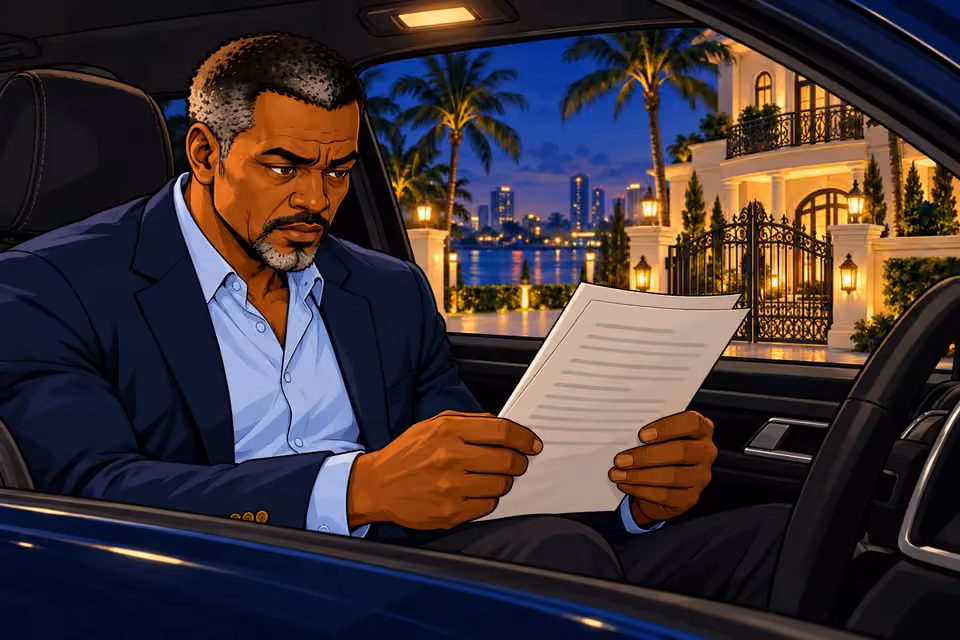 Musa reads the toxicology findings in his parked car.