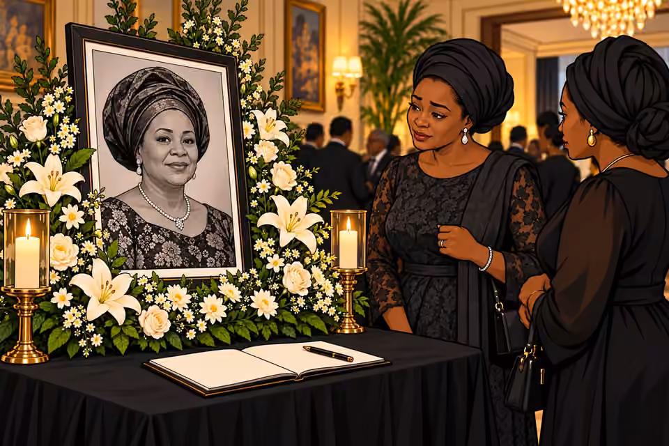 A mourner studies Agnes’s memorial portrait with quiet sympathy.