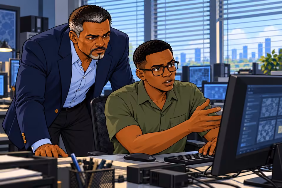 The specialist tells Musa about footage from the staff corridor.