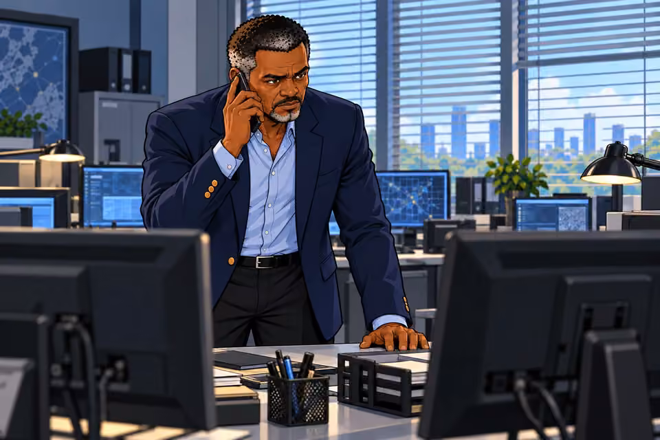 Musa absorbs the caller’s allegations with a troubled expression.
