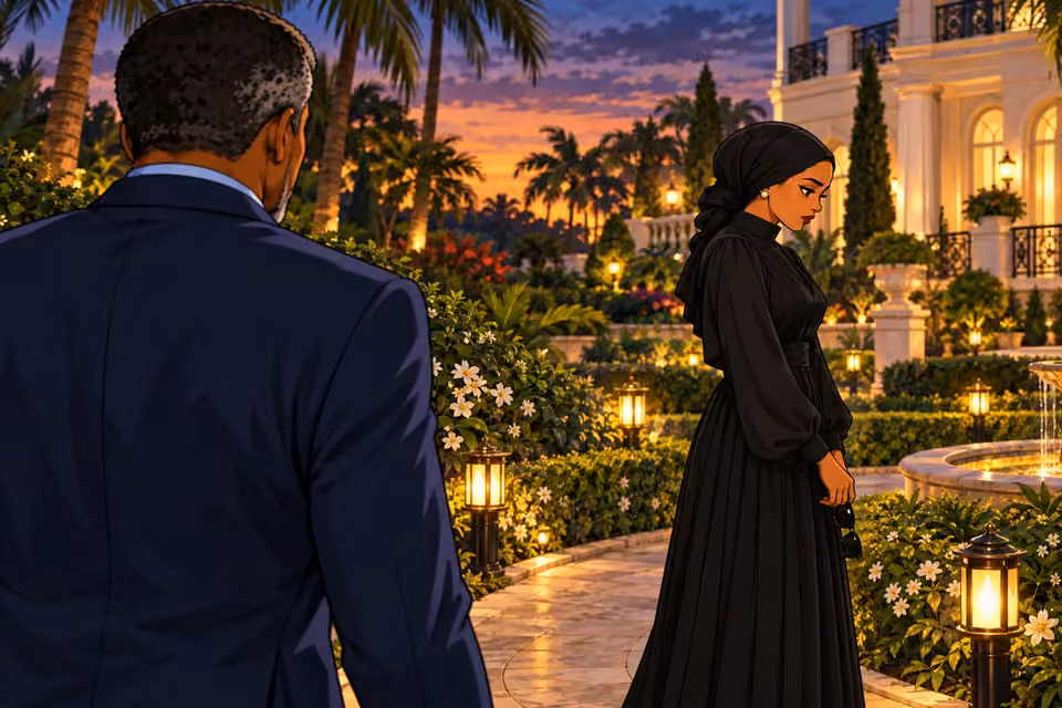 Musa finds Amaka alone in the evening garden.