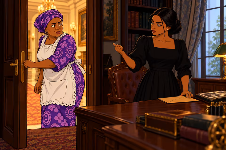 Amaka dismisses Tutu and asks her to lock the door.