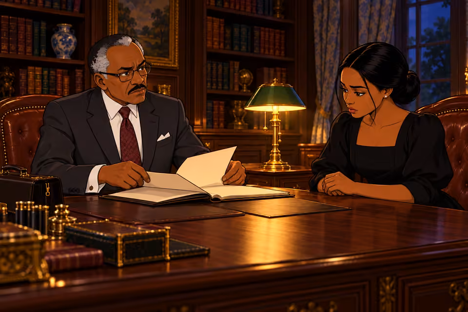 Amaka meets Mr. Akinwale in her father’s library.