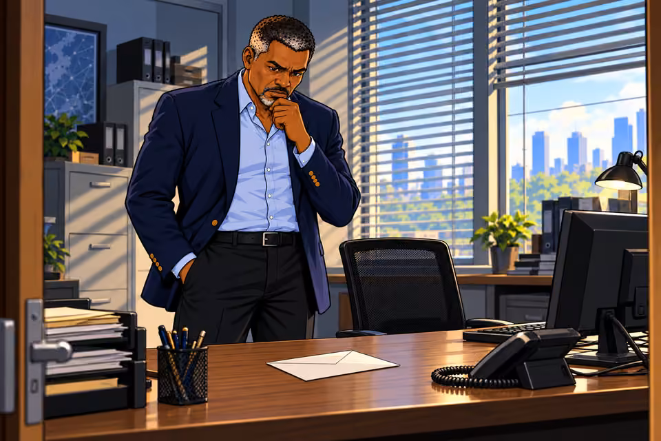 Musa finds an anonymous letter on his office desk.