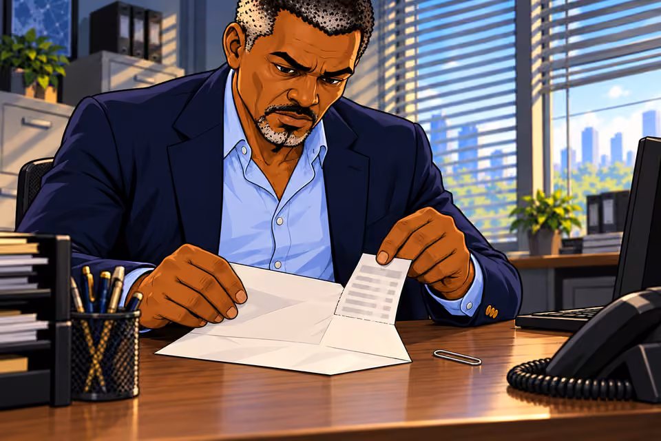 A transaction slip is attached to the anonymous letter.