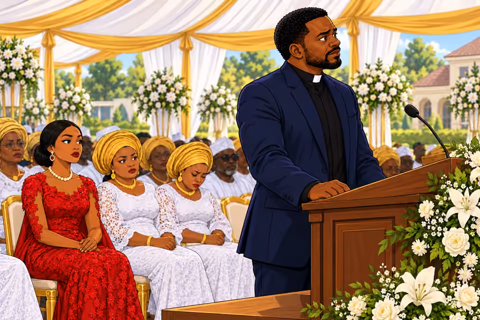 Pastor Gabriel takes the pulpit at Agnes’s funeral.