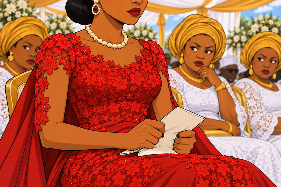 Amaka’s fingers tighten around the funeral program.