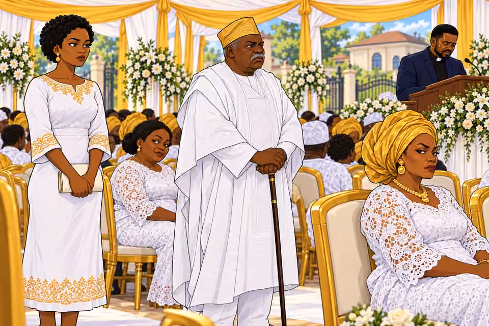 Musa notices tension among five mourners at the funeral.
