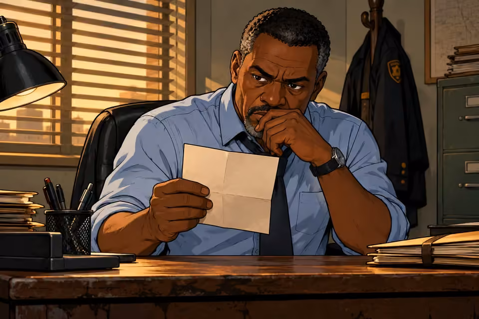 Musa studies the anonymous letter asking about Ngozi.