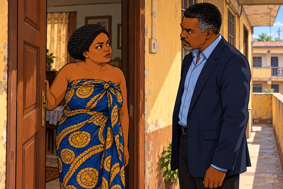 Ngozi opens her apartment door to Musa.