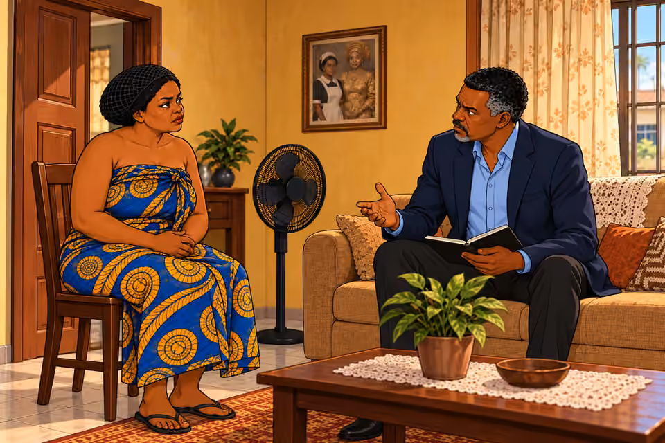 Musa asks whether Ngozi went upstairs.