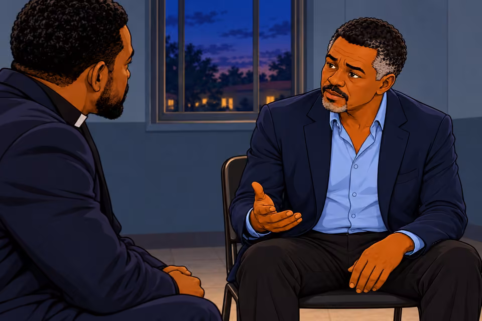 Musa begins his private questions to Pastor Gabriel.