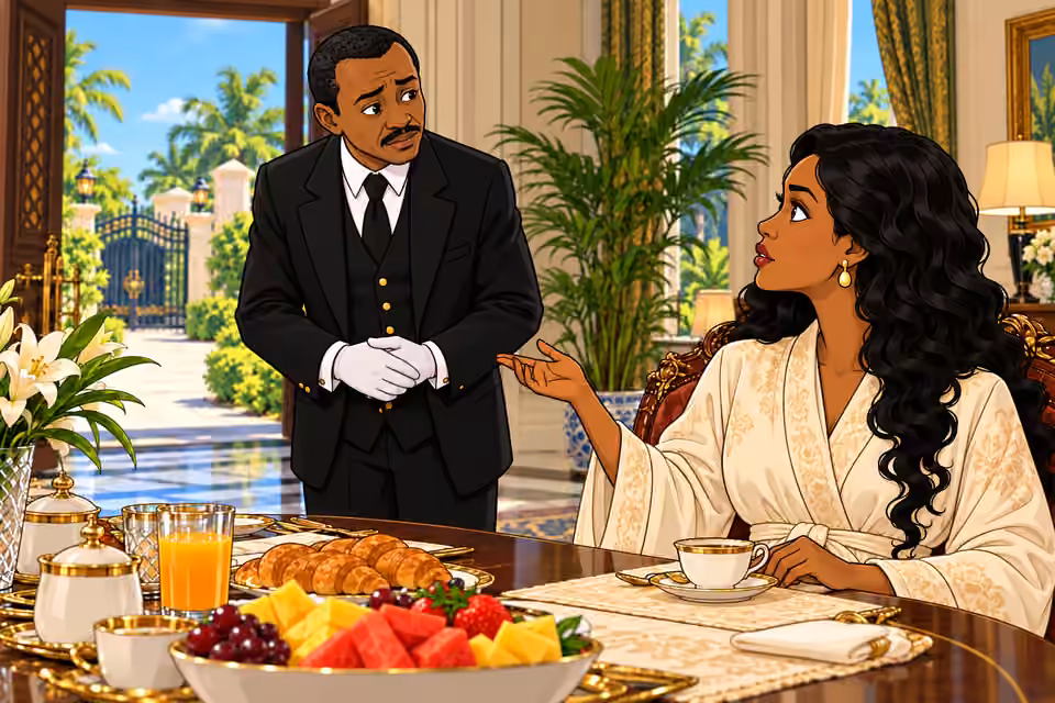 Amaka tells the butler to admit the visitor.
