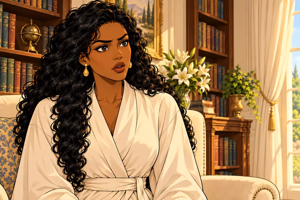 Amaka reacts in surprise to Ikenna's knowledge of their father.