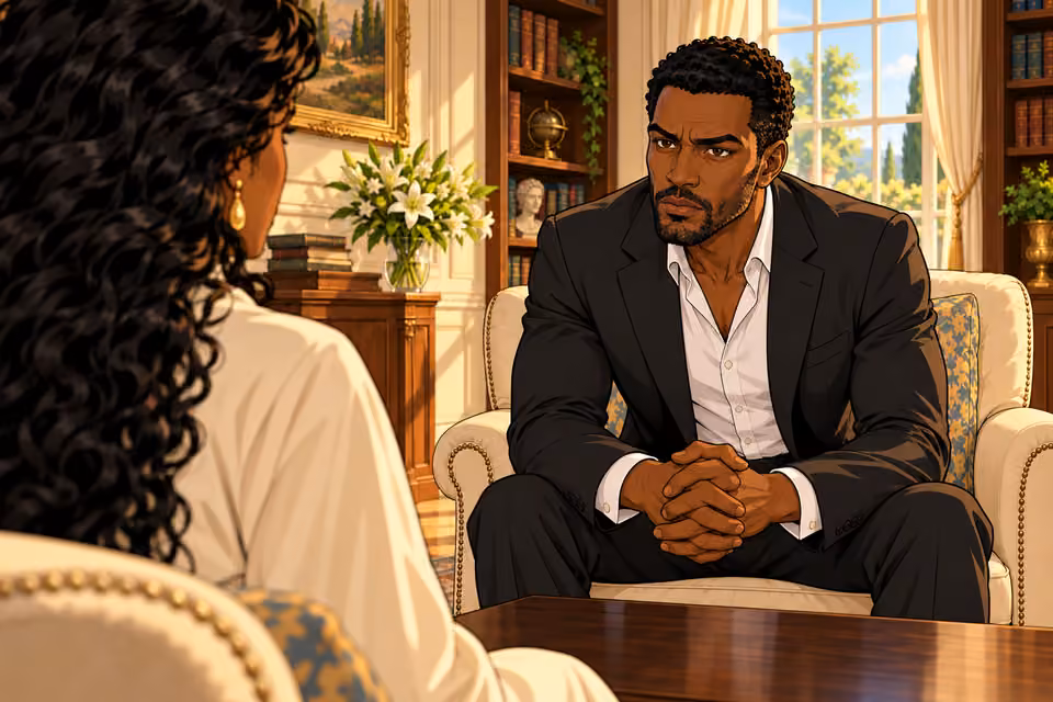 Ikenna meets Amaka's eyes with a hard look.