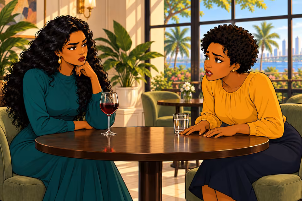 Uju leans forward and admits she is afraid of Amaka.