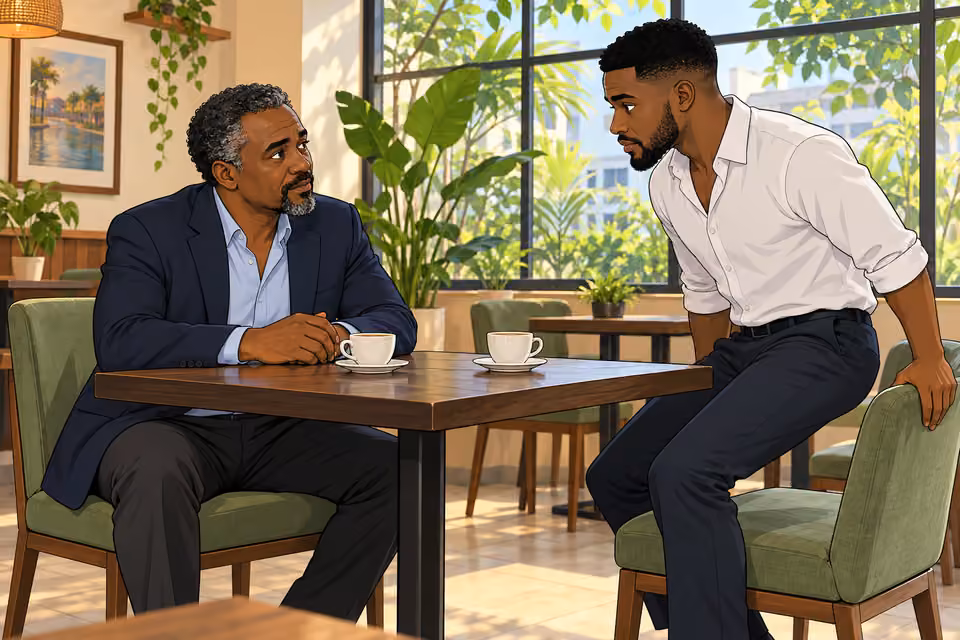 Chuka meets Detective Musa privately at the cafe.