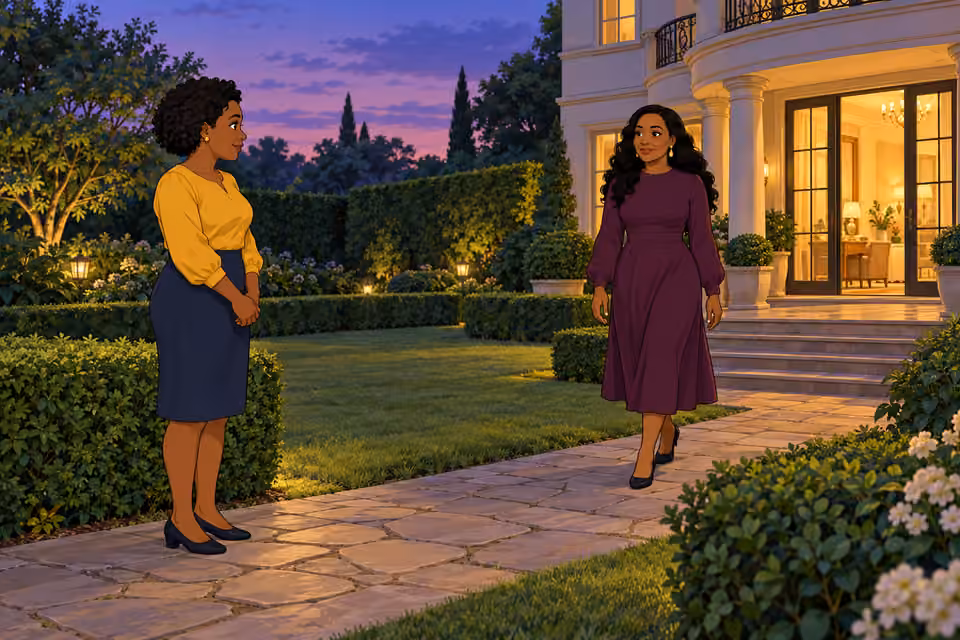 Amaka discovers Uju waiting in the garden.