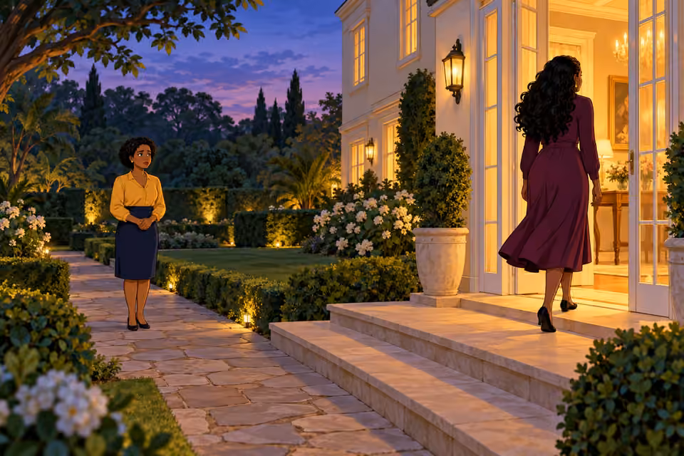 Amaka walks back into the house.
