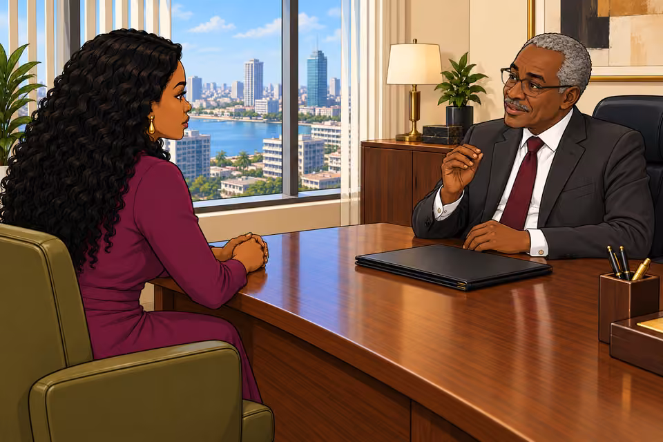 The banker assures her that the concerns were handled.