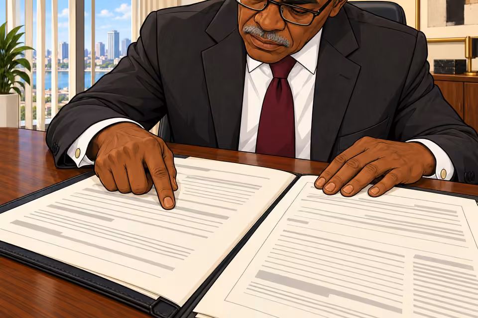 The banker finds no record of Ikenna.