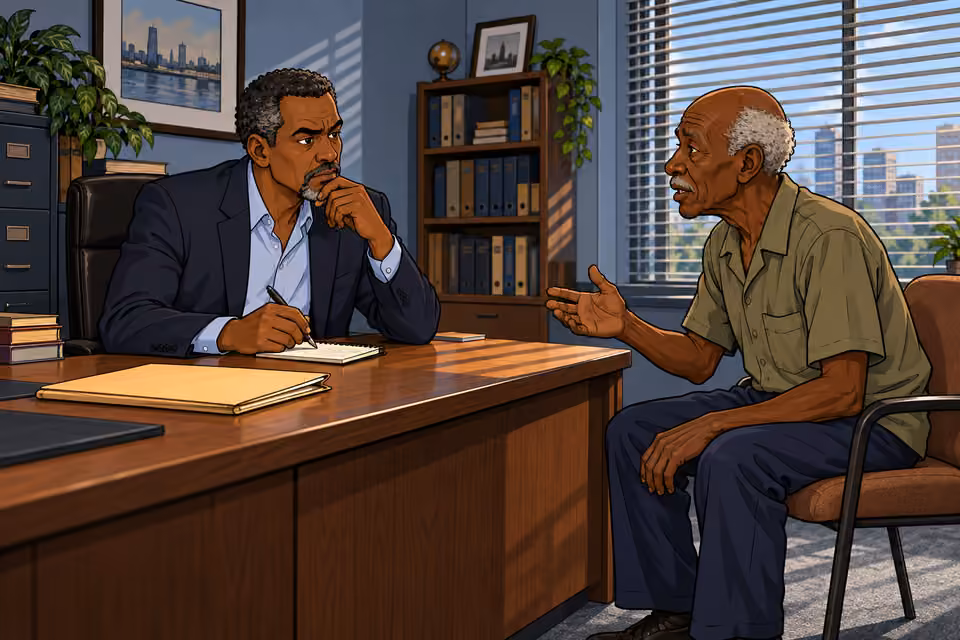 An elderly janitor tells Musa that he remembers Moses.