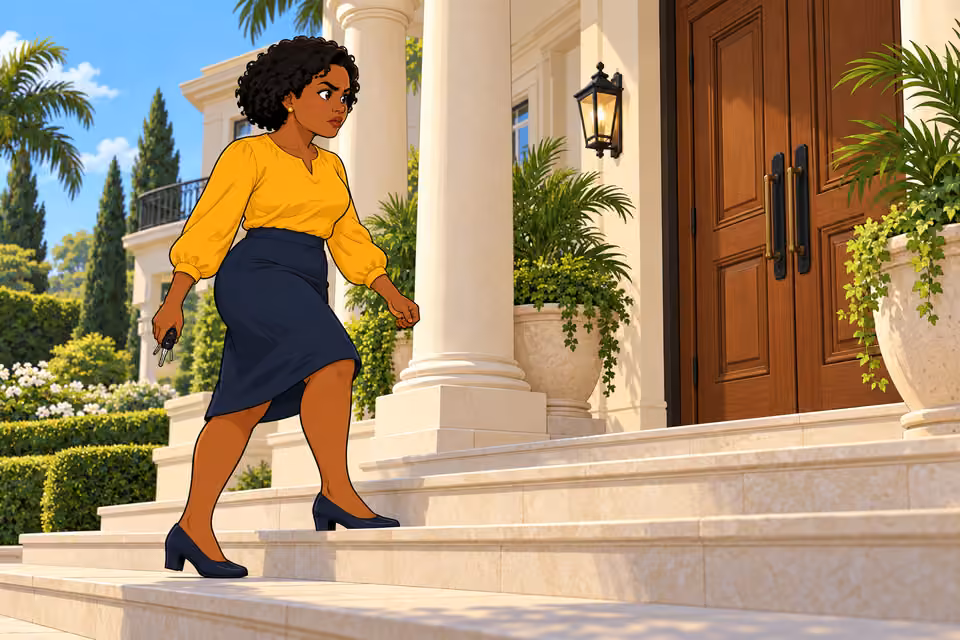 Uju arrives uninvited at the estate.