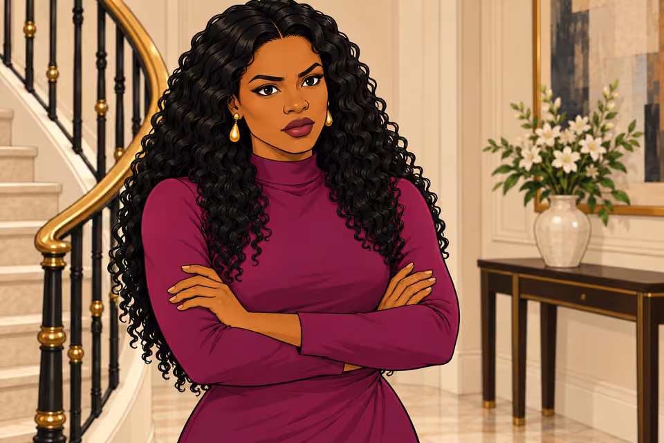Amaka folds her arms and challenges Uju.