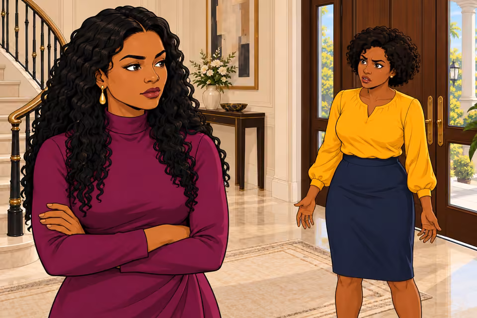 Amaka pauses at Uju’s question.
