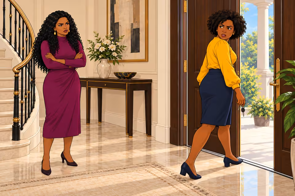 Uju turns to leave with a final accusation.