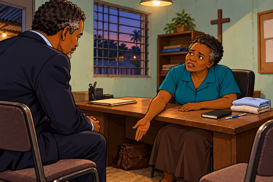 The volunteer explains that Moses left a bag behind.