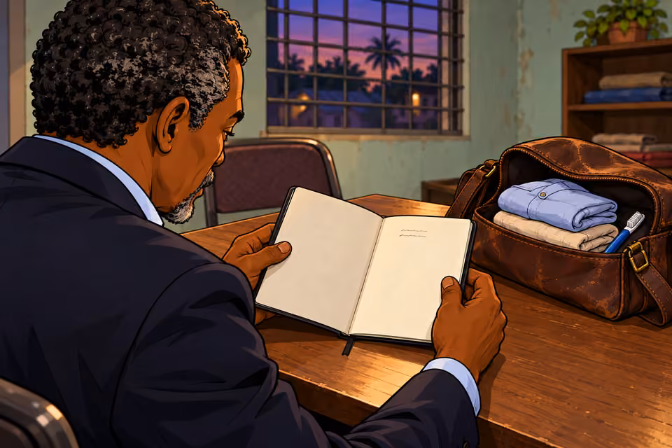 Musa opens the black notebook.