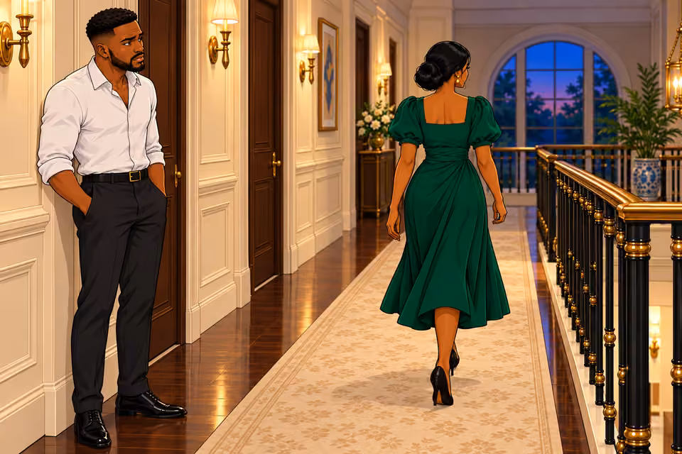 Amaka passes Chuka after he yields the hallway.