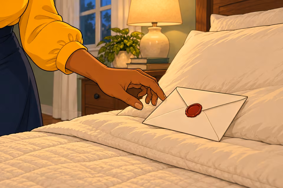 The envelope is sealed with wax.