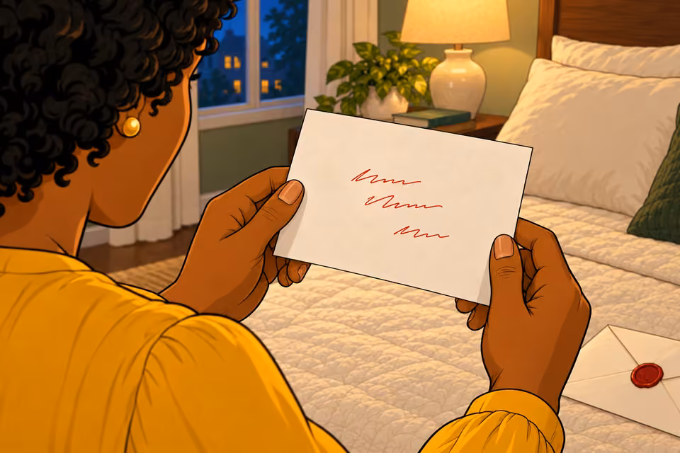 A red-ink message is written on the back of the photograph.