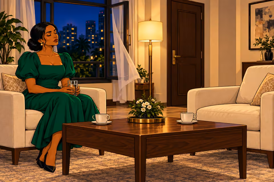 Behind the closed door, Amaka finally exhales.
