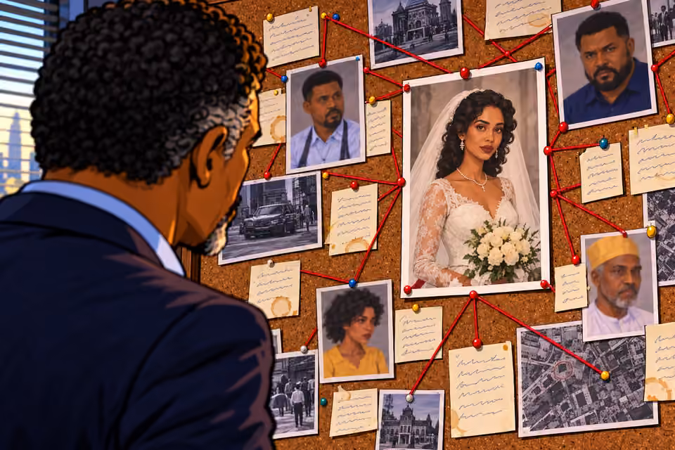 Amaka’s wedding portrait anchors the investigation.