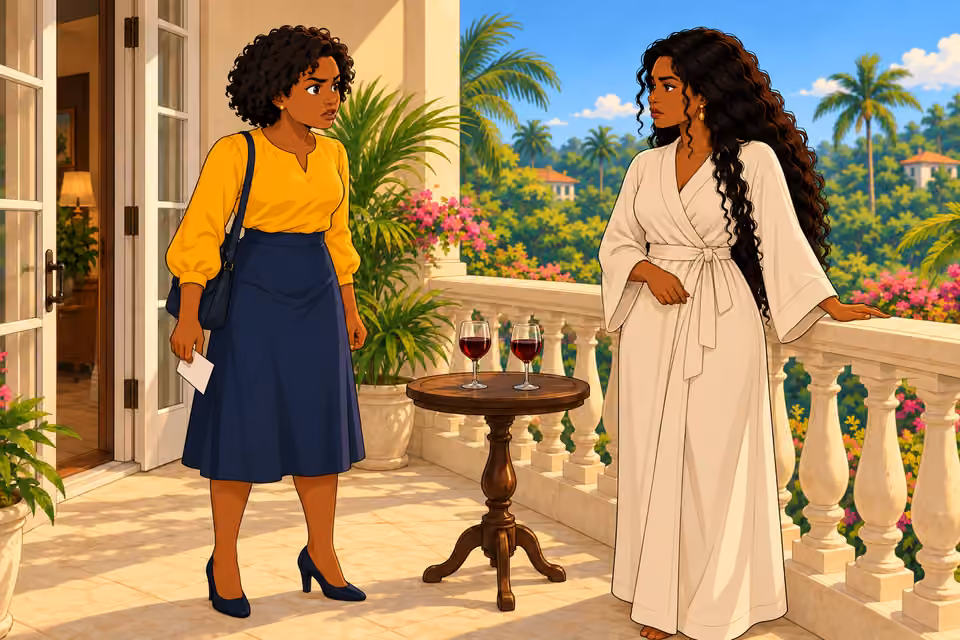Uju arrives to find Amaka waiting with wine.