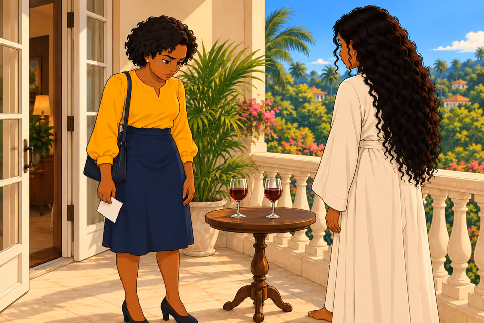 Uju refuses to touch the wine.