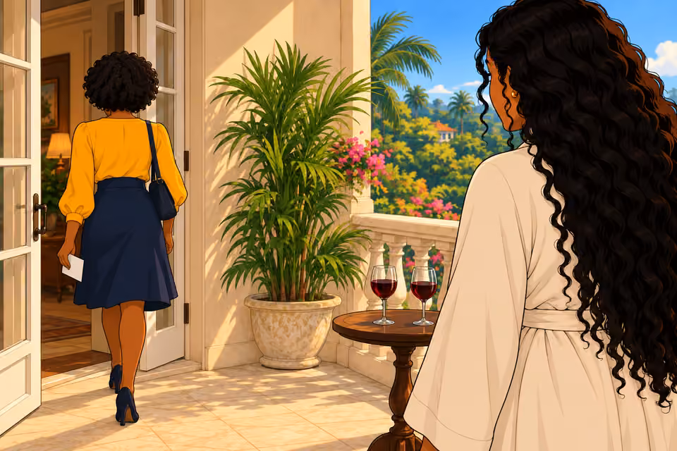 Uju leaves without looking back.