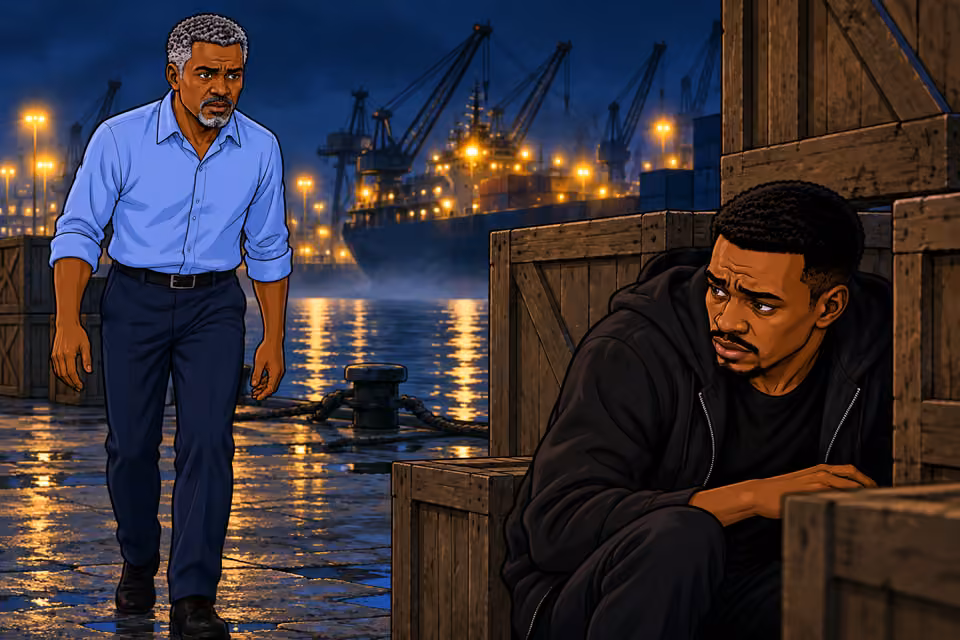 Musa finds the frightened man at the harbor.