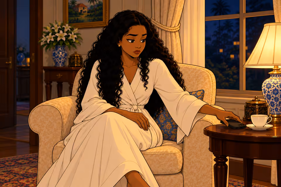 Amaka picks up her phone.