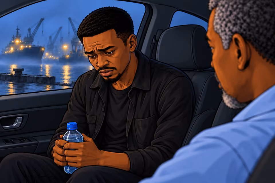 Cartoon illustration: The passenger describes his fear of Agnes and her daughter’s approach.