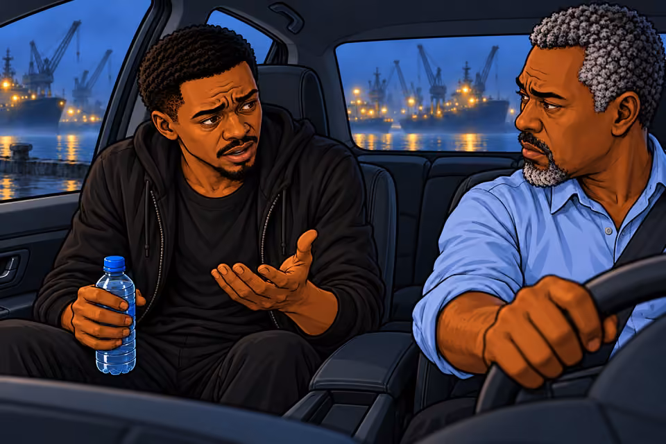 Cartoon illustration: The passenger recounts realizing he had been set up.