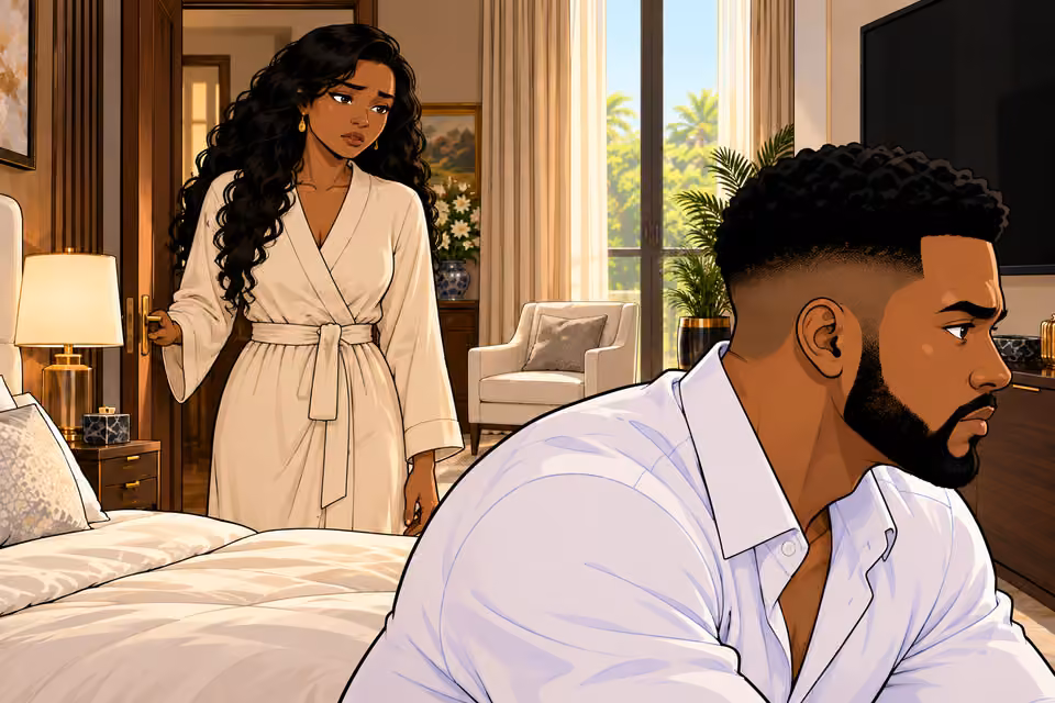 Cartoon illustration: Amaka says she is tired.