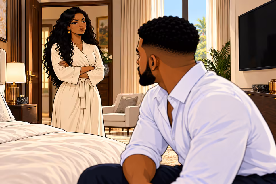 Cartoon illustration: Amaka declares the subject of her mother closed.