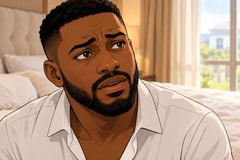 Cartoon illustration: Chuka tells Amaka that she reminds him of her mother.